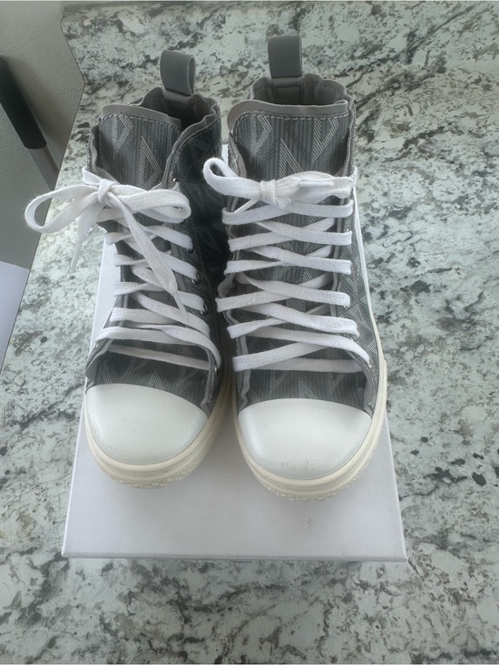 Dior Shoes - Dior Gray High-Top Sneakers with White Laces